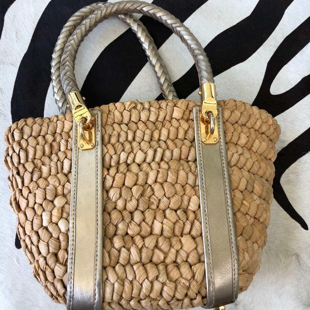 Michael Kors Straw and Gold Leather Handbag